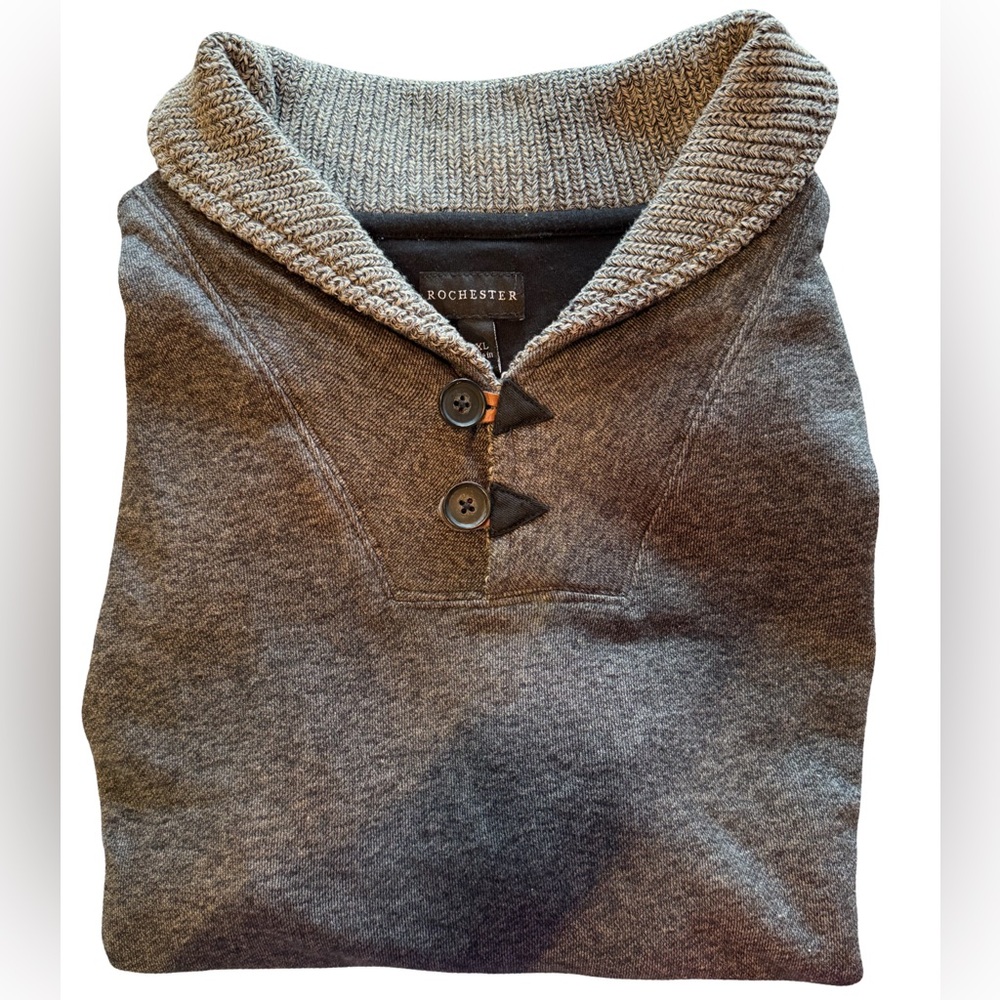 Rochester Men’s Long Sleeved Cotton Blend Pullover Charcoal 2XL